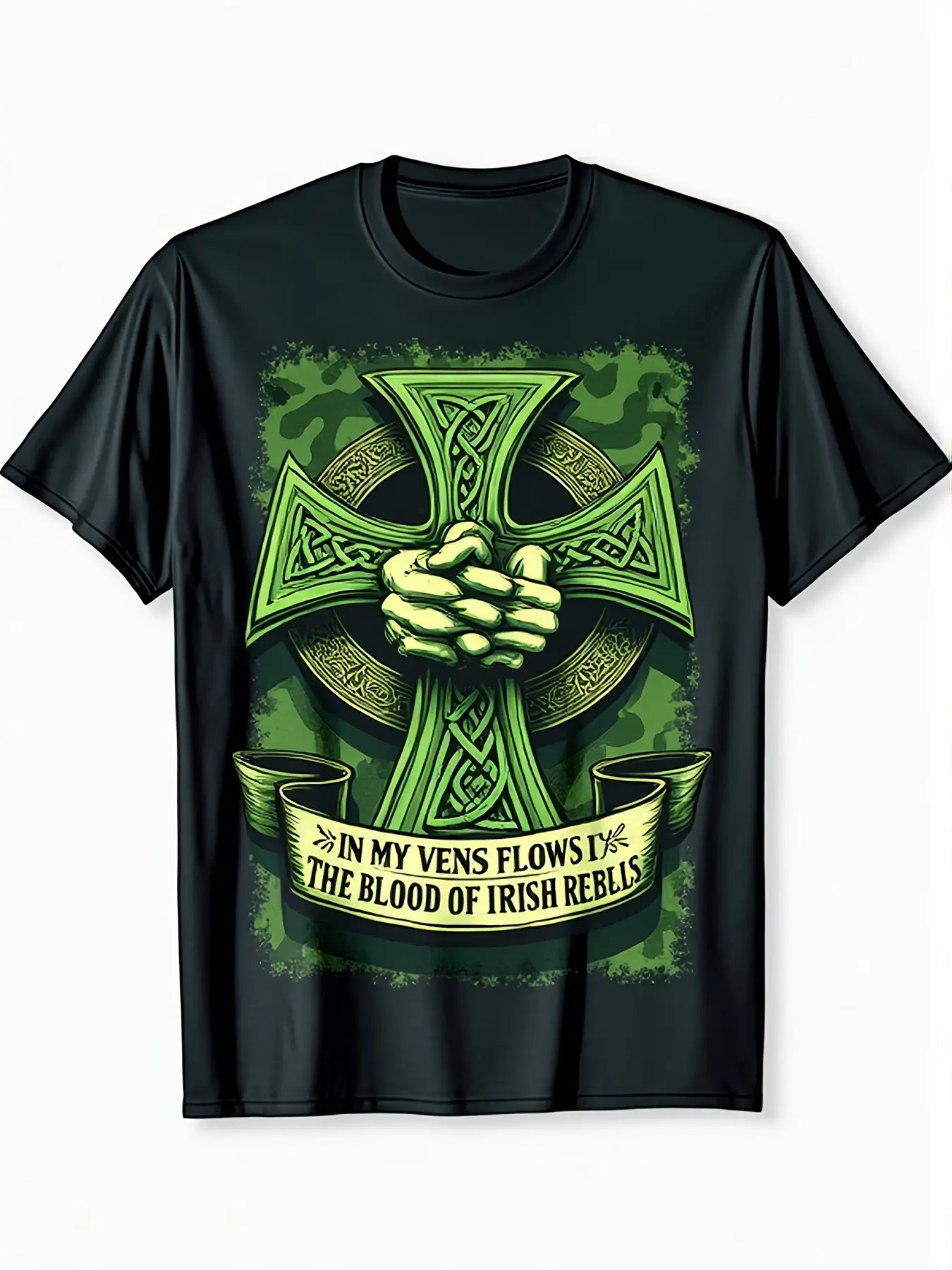 Men'S Irish Rebel Blood Flow St Patrick'S Day T-Shirt - Bold Irish Rebel Graphic Tee with Celtic Cross & Heart Design  Irish Heritage Shirt for Men Gift for Dad Husband Grandpa - S Regular Fit Casual Tee Machine Washable All-Season Top