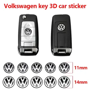 Volkswagen Key Emblem Car Sticker, Universal Replacement Logo Decal, 3D Drip Glue Decoration, Car Interior Decor, Fits Passat Golf Tiguan L, 11mm 14mm