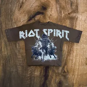 RK5481778 - RIOT SPIRIT with Studs Cropped Drop Shoulder Fleece Crewneck