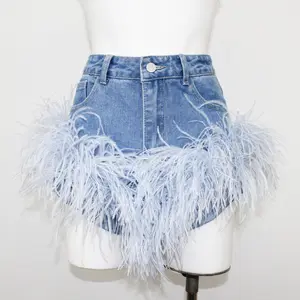 Denim Feather Shorts