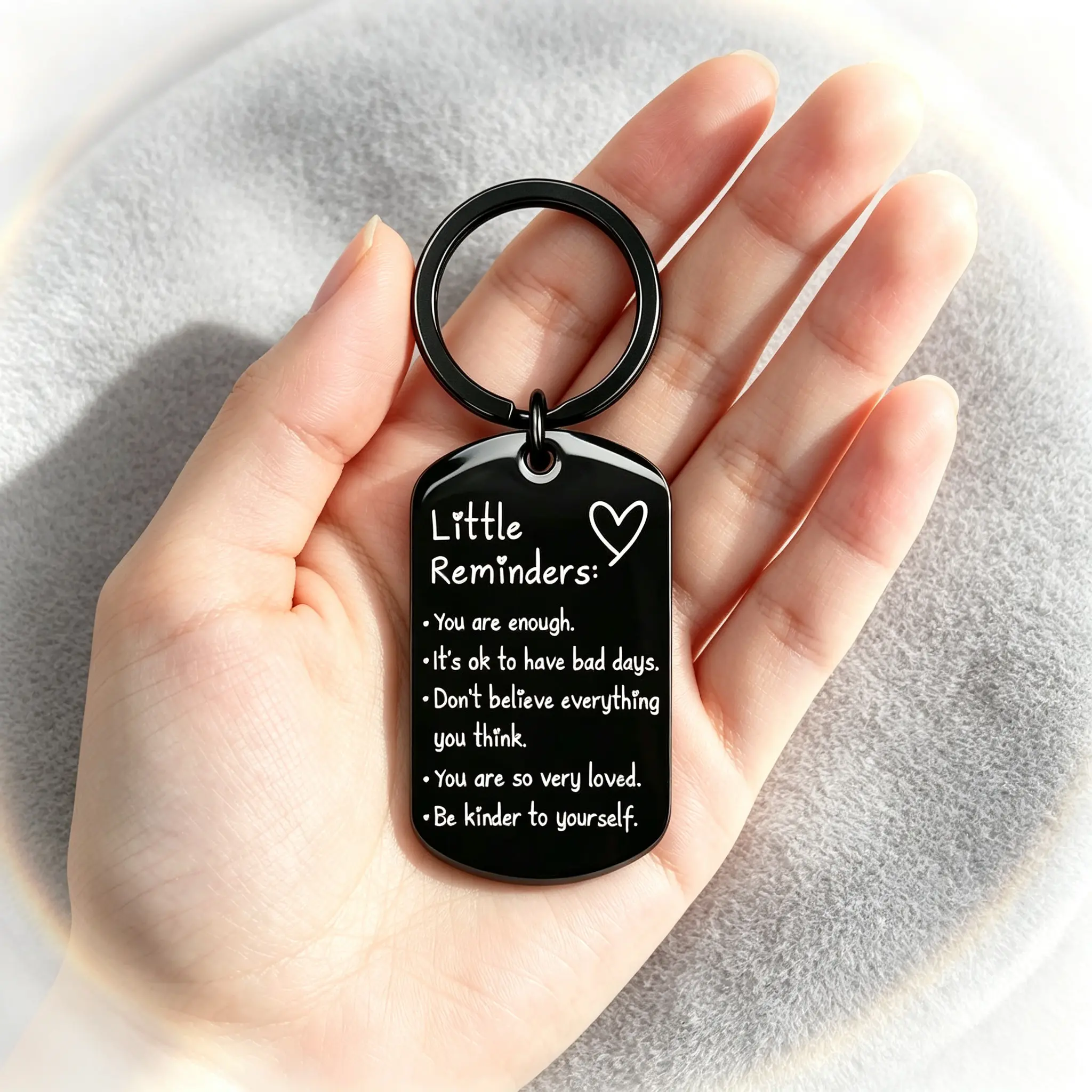 Little Reminders Keychain for Women Men, You Are Enough Inspirational Keyring, Uplifting Gift for Friends