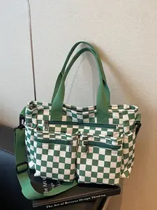 Women's Plaid Design Tote Bag, Checkered Pattern Bag, Minimalist & Casual Style, Ideal for Daily Commuting, Work, School, Shopping, Versatile Use, Casual Commuter Bag