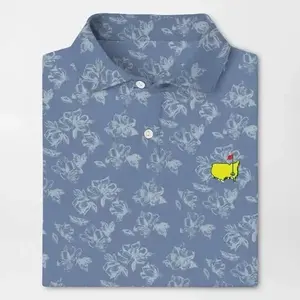 2026 Masters Men’s Blue Azaleas Flower Performance Golf Polo Shirt