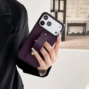 Creative wrist strap bracket is suitable for Apple 17promax mobile phone case 16 simple 15 large holes 14 skin feel, anti-drop Military Grade Rotating Camera Pattern Soft Lip Tint Makeup Mirror Clear HD Privacy Screen Protector Kit junk with Lens