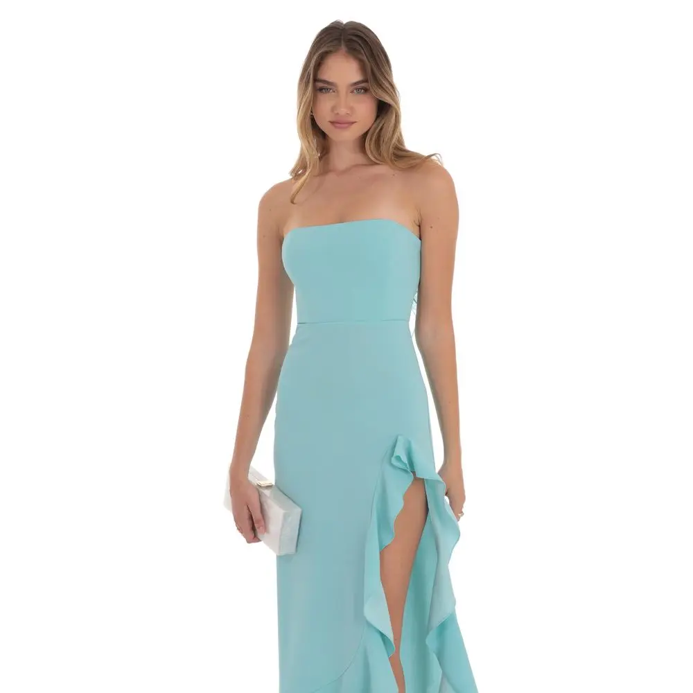 Strapless Back Bow Corset Maxi Dress in Aqua Blue - TikTok Shop Strapless Back Bow Corset Maxi Dress in Aqua Blue - TikTok Shop