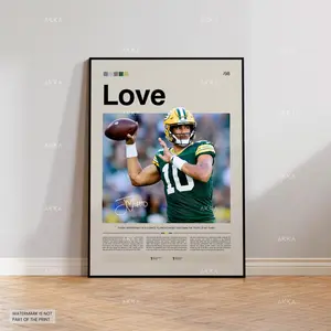Jordan Love Poster, Love Packers Print, Framed Green Bay Packers Art, Love Green Bay Wall Decor, NFL Print Fan Gift Idea, NFL Wall Art