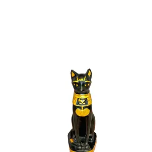 Majestic Egyptian Goddess Bastet Statue - A Symbol of Grace and Protection Decor Tail with Feline Features & Sun Disk Headdress