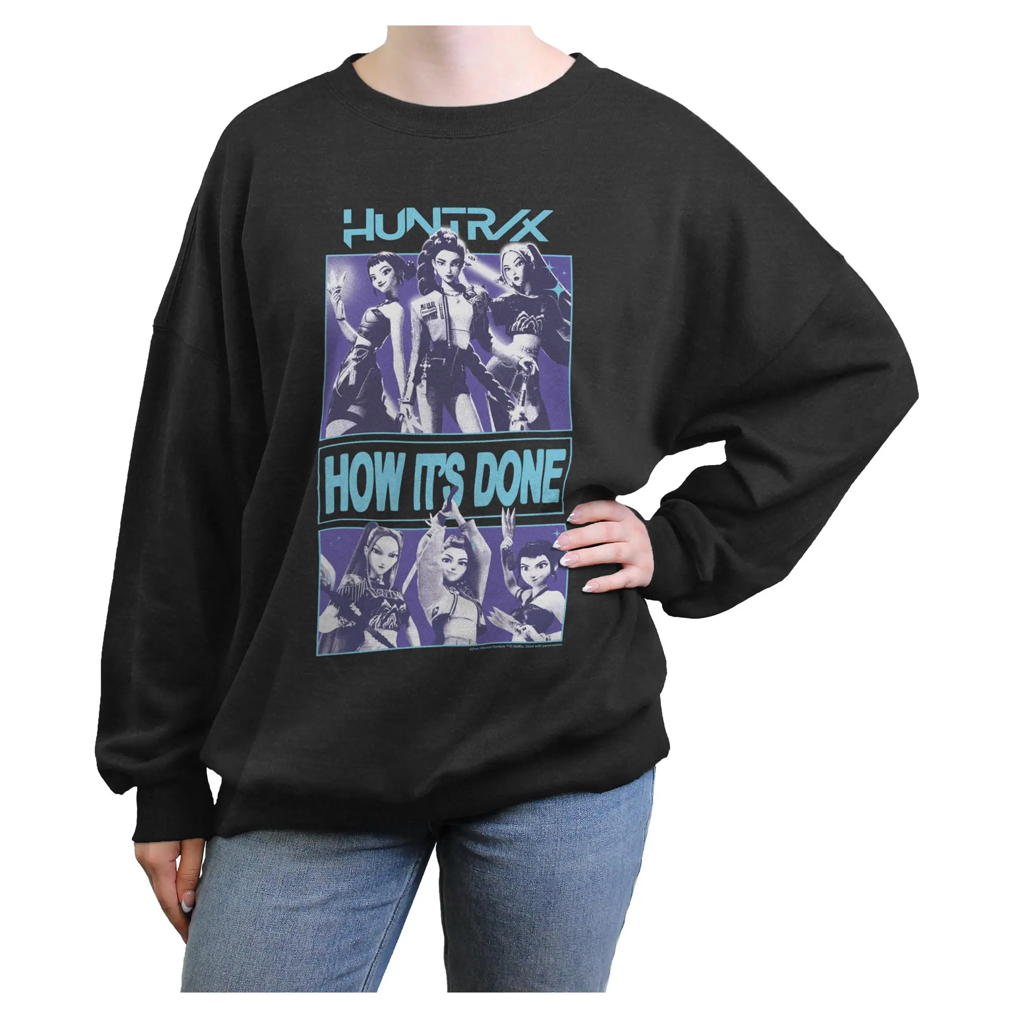 Women's Long Sleeve Graphic Hoodie - Juniors KPop Demon Hunters Huntrix How It's Done Idols Design - Everyday Casual Sweatshirt