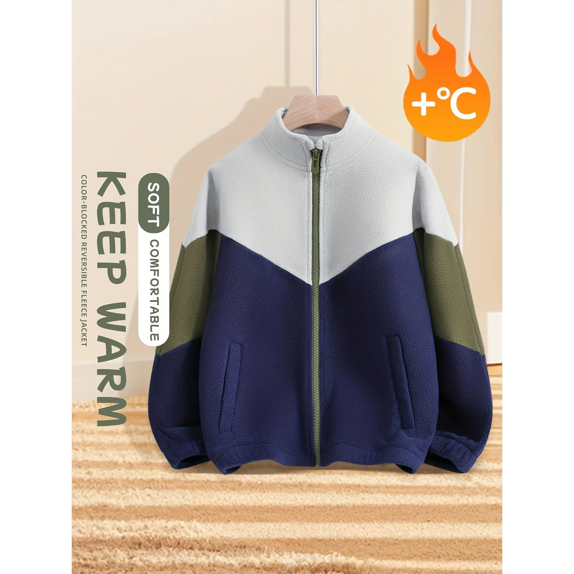 1pc Boys' Heavy-Duty Jacket - Full-Zip Winter Coat with Full-Zip Front & Full-Zip Back (No Buttons), Warm Plush, Machine Washable, Durable Full-Zip Closure for & Outdoor Play - Cold Weather Kids' Outerwear (Big