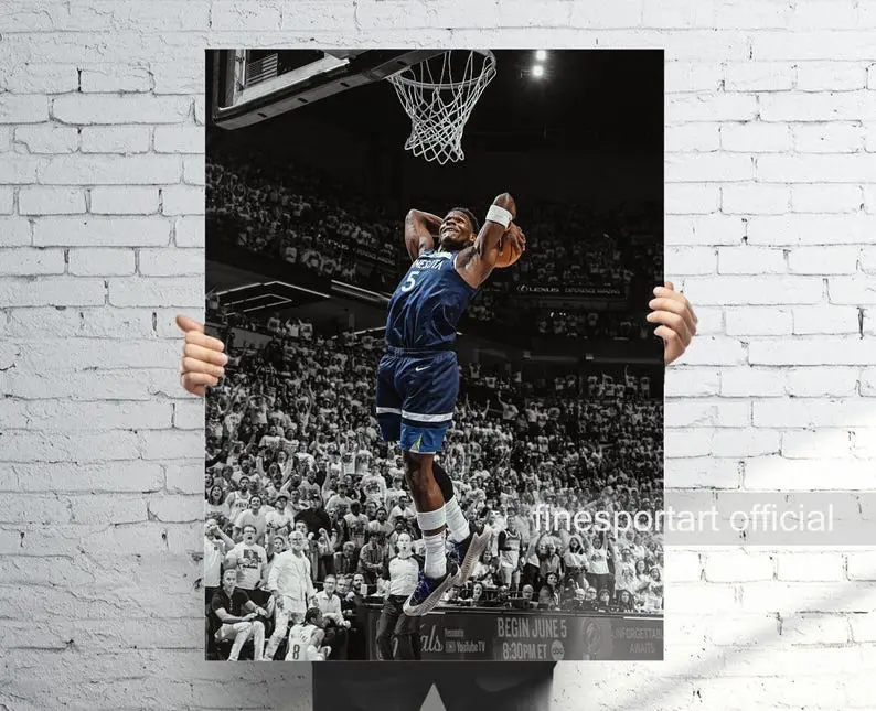 Anthony Edwards Dunk Minnesota Poster, Poster Print Unframe , Basketball print, Sports wall art, Man Cave, Gift, Kids Room Decor