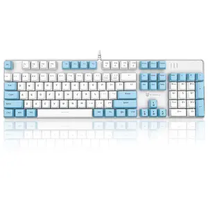 Basaltech J9-Series Wired 104-Key Full Sized Keyboard with Blue or Brown Switch, Backlit Mechanism, and Typewriter Design