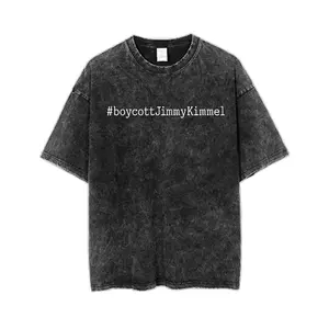 #boycottJimmyKimmel Slogan Tee, Hashtag Protest Shirt, Political Commentary Graphic, Cancel Culture Merch, Crew Neck T-Shirt, Short Sleeve, Unisex Vintage Top, Streetwear Style