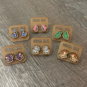 Baby Dinosaur Earrings - laser cut wooden earrings