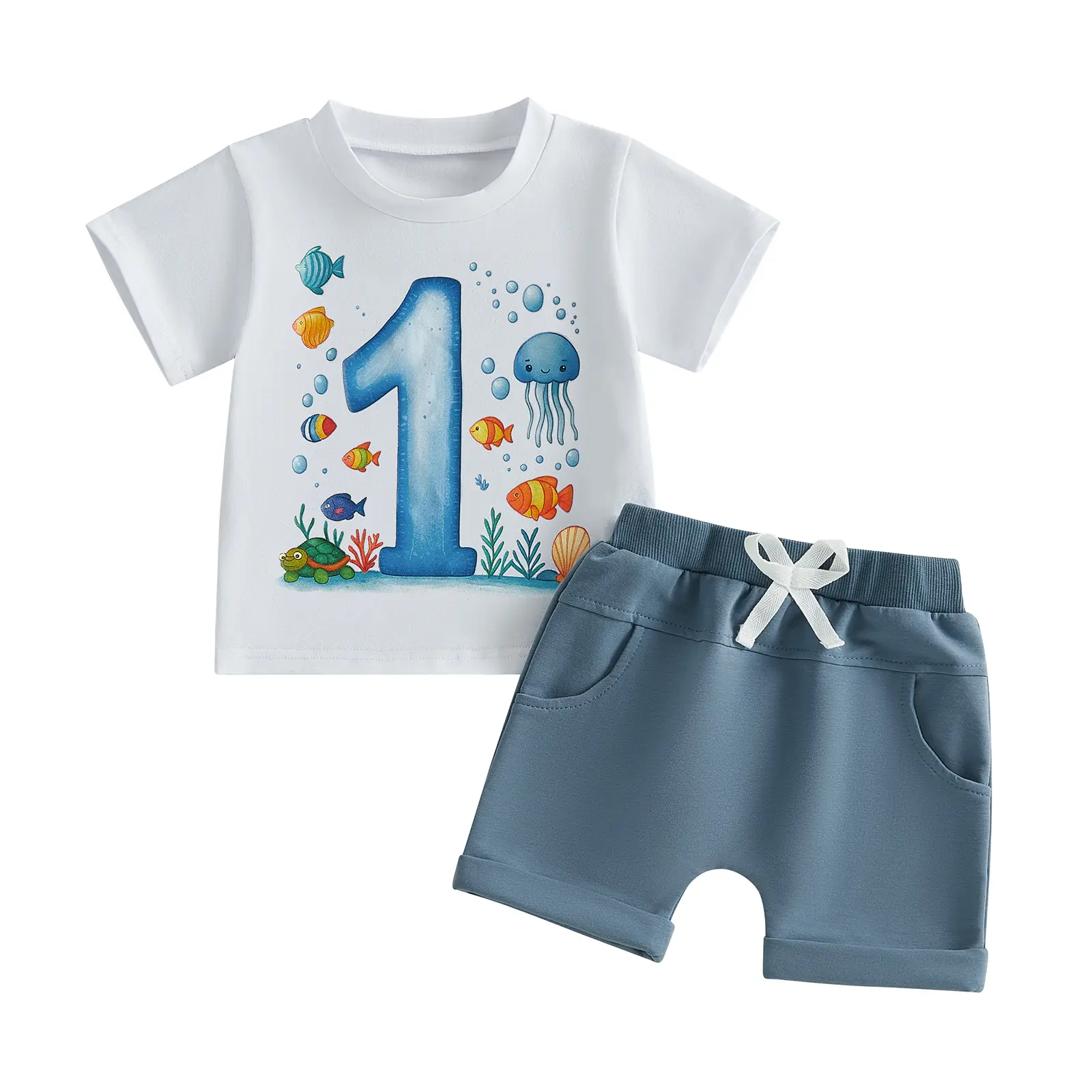 Meihuida Baby Boy First Birthday Outfit Number Animal Print Short Sleeve Tops & Shorts Sets 1st Birthday Outfit Summer Clothes