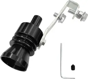 Exhaust Whistle, Aluminum Alloy Sound Whistle Exhaust Muffler Sound Booster, Car Roar Maker Tail Pipe Whistle, Car Blow off Valve Tip Simulator Whistler (Black, L)