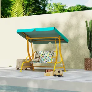 2-Seater Kids Porch Swing for Outdoor Use - Children's Furniture with Adjustable Protective Canopy, Secure Safety Belts for Worry-Free Fun to Create Cherished Memories