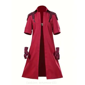 [Vibrant Red Hooded Coat] Vibrant Red Men's Hooded Coat Costume with Pockets & Gloves|   Machine Washable Role-Play Outfit for Cosplay, Themed Parties, and Costume Events, Cosplay Attire, Formal Cosplay, Smooth Fabric, Cosplay Hoodie