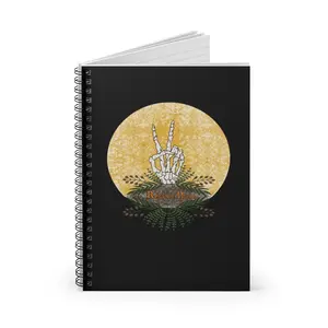 Rest in Peace Halloween Skeleton Bones Orange Moon Spooky Spiral Notebook - Ruled Line