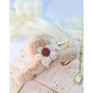 Flower Fuzzy Hair Clip