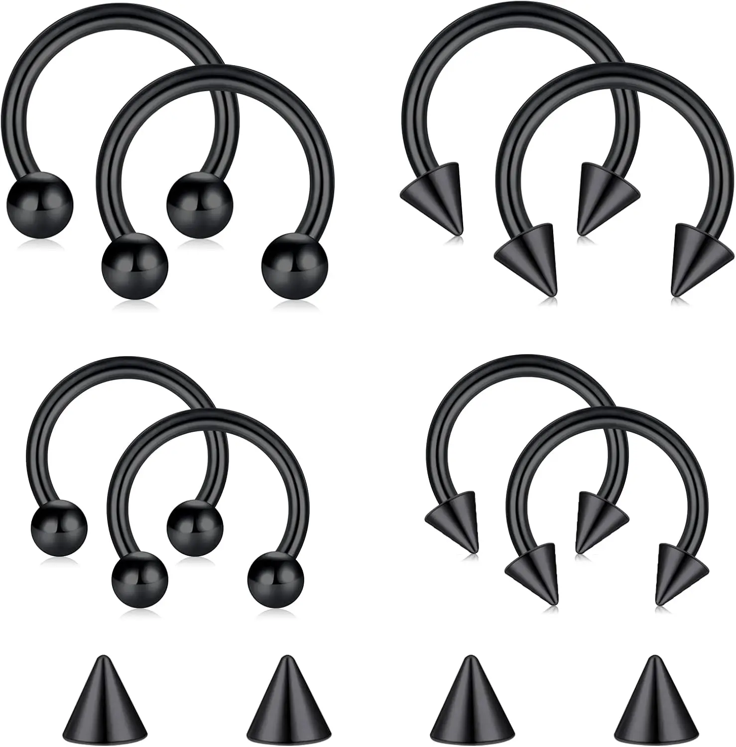 16G 18G 20G Horseshoe Septum Rings Surgical Steel Nose   Cartilage Helix Tragus Earring Hoop Eyebrow Lip Retainer for Women Men 6mm 8mm 10mm 12mm
