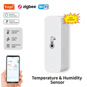 Smart Temperature Humidity Sensor with APP Control, Compatible with Alexa Google Assistant, Bluetooth-compatible/WiFi Enabled, Abs Material, Wireless, Home