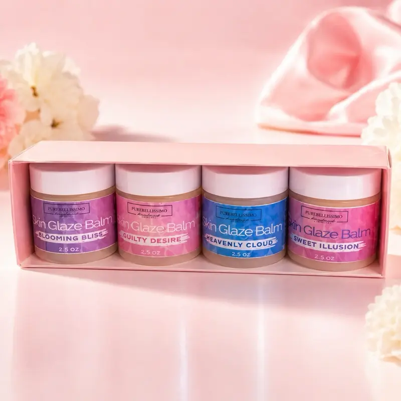 Purcellismo Skin Glaze Balm Set of 4- Blooming Bliss, Guilty Desire, Heavenly Cloud, Sweet Illusion - 2.5 oz Each - Perfect for Skin Care