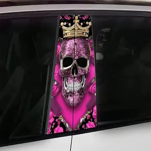 Luxury Diamond Skull Crown B Pillar Sticker, Universal Waterproof Car Decal, Vehicle Exterior Decoration, Easy Apply and Remove, Sunproof, Scratch Resistant