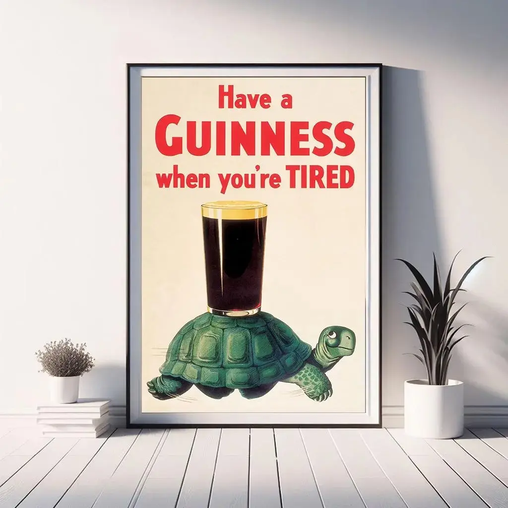 Vintage Guinness Ad Poster, vintage letters print, Custom Art Print, Decorative Artwork, Home Decor Wall Mural, Gift Poster, Bar Decoration, 2D Flat Design, Vintage Prints