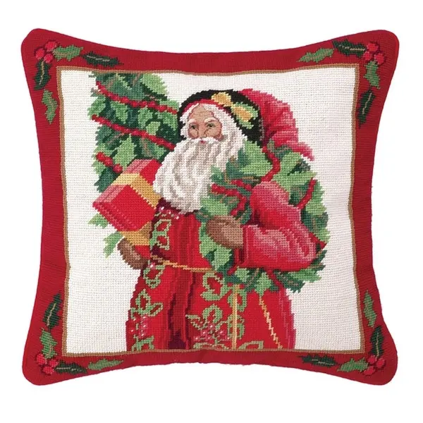 Overstock 31LH54C16SQ 16 x 16 in. Lynn Haney Holly Sparkle Needlepoint Pillow