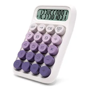 Mechanical Switch Calculator, 10 Digits, Large LCD Display, Purple, Big Buttons