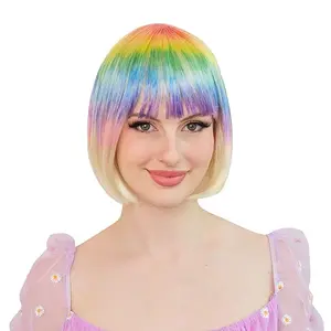 ALLAURA Crayola Color-Me Blonde Bob Synthetic Costume Wig, 3 Washable Non-Toxic Markers & Wig Stand Included, Heat-Resistant DIY Option for Cosplay, Creative Projects
