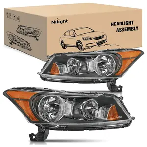 Nilight OE Standard IP65 UV Resistant Headlight Assembly for 2008-2012 Honda Accord Sedan, Black Housing, Amber Reflector, Ideal for Night Driving
