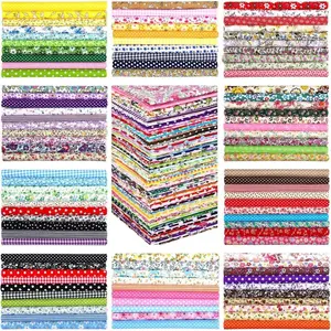 100 Pack 8 x 8 Inch Cotton Fabric Squares No Repeat Quilting Fabric Floral Patchwork Fabrics Cotton Fat Quarter Bundles Flower Sewing Fabrics for DIY Craft Sewing Cloths Handmade Accessories