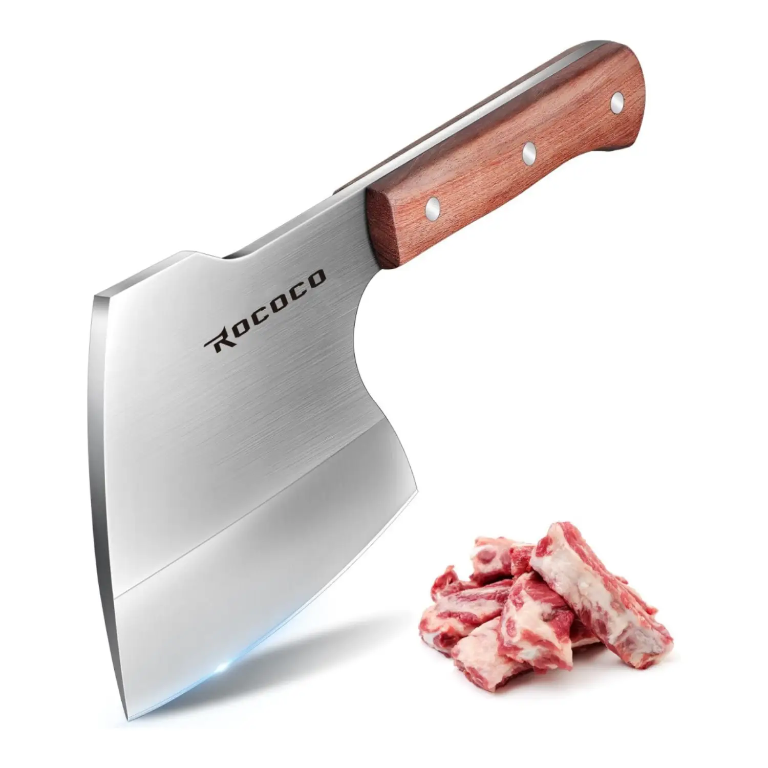 ROCOCO FallFreshness Hand-Forged Meat Bone Cleaver: Heavy-duty butcher axe, full tang design. Perfect Black Friday, Thanksgiving,or Christmas gift for