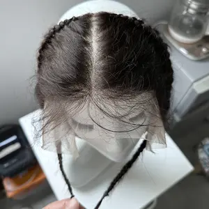 【TIMIA】Human Hair Gele Frontal Afro Twist Frontal Braids Lace Hairline Topper Clipless 100% Human Hair For Thinning Forehead Blends Seamless With Headband 1B# Natural Black 150%  Density Hairline Repair Women Muslim Hijab Mosque Silhouette