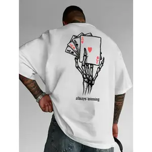 Monawear [Men's Graphic T-Shirt] Men's Casual Loose Fit Graphic T-Shirt - "Always Winning" Ace of Spades Design, Black Streetwear Tee with White Card Illustration, Summer Casual Wear, Streetwear Fashion |   Graphic Tee |   Durable Fabric