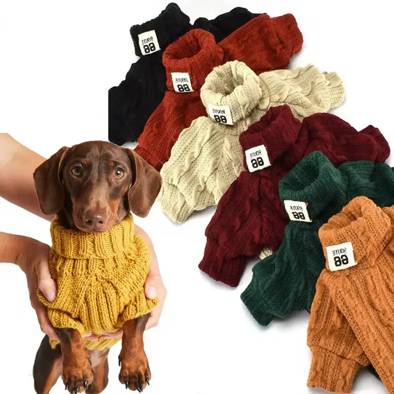 Dog Turtleneck Sweater - Warm Cotton Clothes For Puppy Small Medium Dogs Sweatshirt Jacket