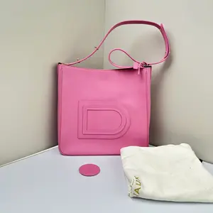 Pre-owned delvaux Calfskin Shoulder Bags Louise Hobo MM Pink CPUCART0607