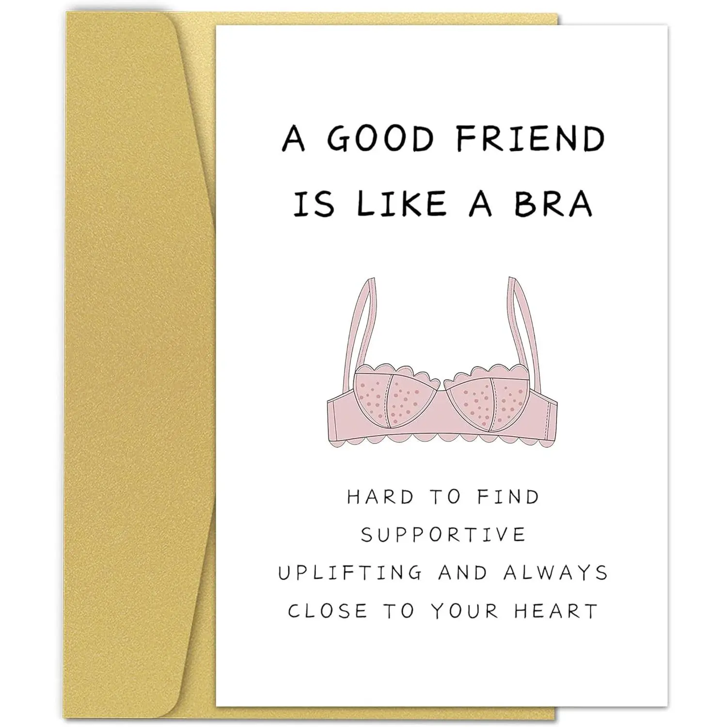Handwriting Greeting Card - Whimsical Humorous Office Stationery for Women, Bridesmaid with 'A Good Friend Is Like A Bra' Design, Whimsical Greeting Cards, Humorous Greeting Cards