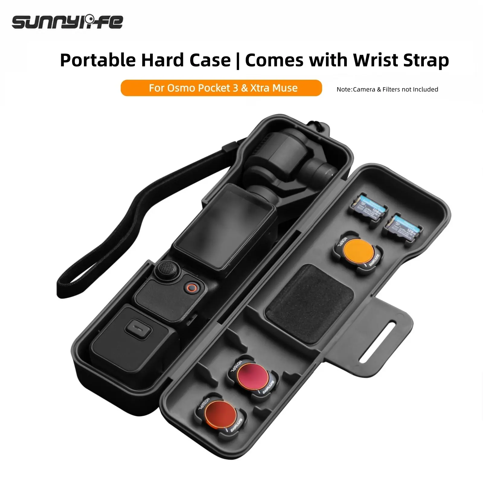 Ultra-Slim Camera Gimbal Protection Case for Osmo Pocket 3/Xtra Muse, Compact Camera Accessories Carry Cover with Magnetic Filter Slot, Wrist Strap, Soft Lining, Pocket/Purse-Friendly