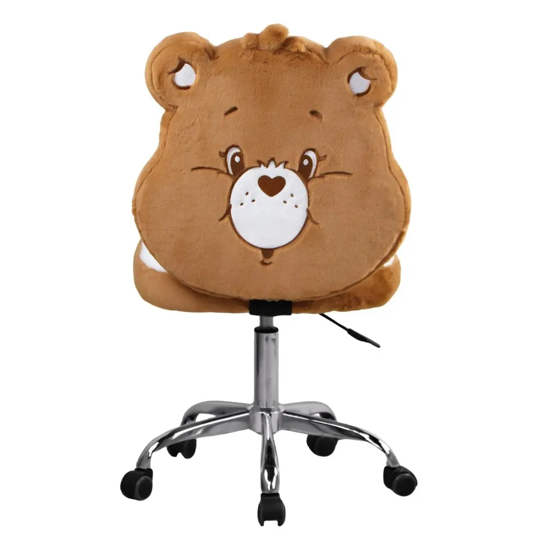 Care Bears Tenderheart Bear Figural Vanity Chair - 360-Degree Spin, Smooth Rolling Wheels, Ultra-Soft Teddy Fur Fabric, Adjustable Height