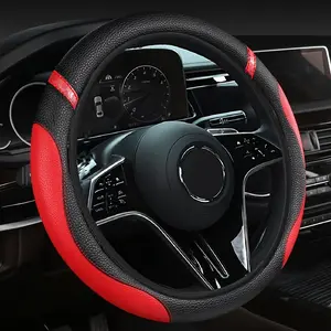 PU Leather Steering Wheel Cover Without Inner Ring, Dual Color Stitching Design, Anti-Slip, Universal Fit for Cars Trucks Suvs, Comfortable Grip, Car Accessories