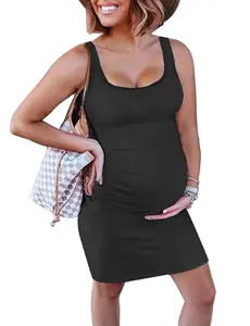 Women's Maternity Sleeveless Dresses S-XXL, Summer Bodycon Dress for Daily or Baby Shower