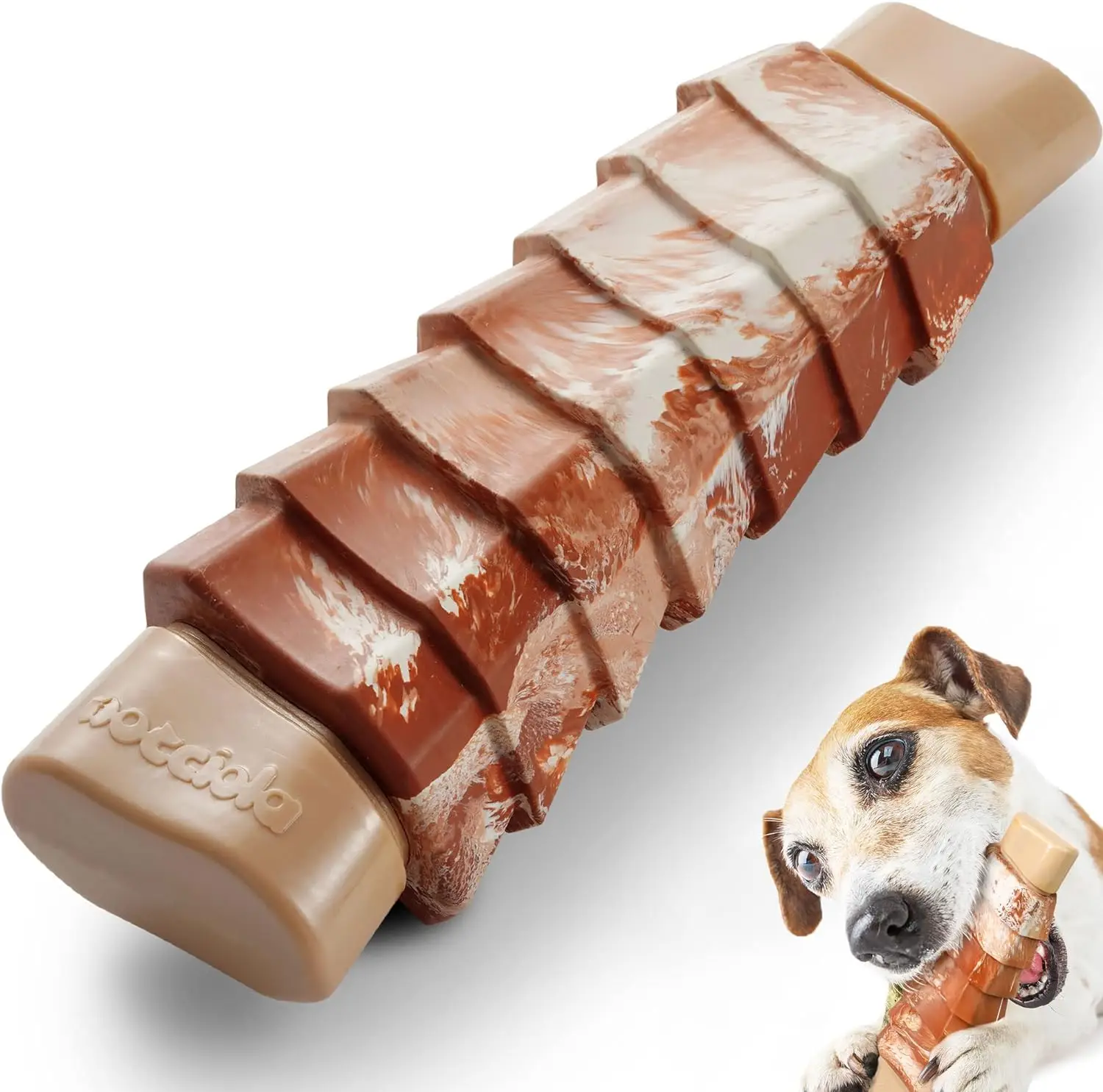 Nocciola Dog Chew Toy for Aggressive Chewers, Real Beef Flavor,Durable Nylon & Rubber Toy for More Than 30 Pounds Medium & Large Breed