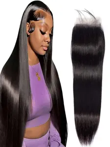 5x5 HD Lace Closure Straight Human Hair 12A Brazilian Virgin Human Hair Closure for Black Women 5x5 Closure Pre Plucked Small Single Knots Natural Black Color