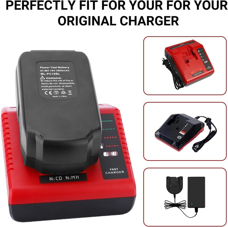 18V 4.5Ah NiMH Replacement Battery + Charger Kit For Porter Cable PC18B Cordless Tools – 5 Year Warranty