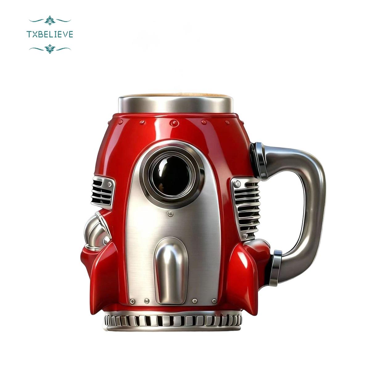 3D Retro Stainless Steel Rocket Coffee Mug, Tea Cup, Milk Cup, Water Mug – The best gift for mechanics, dads, husbands, and rocket enthusiasts