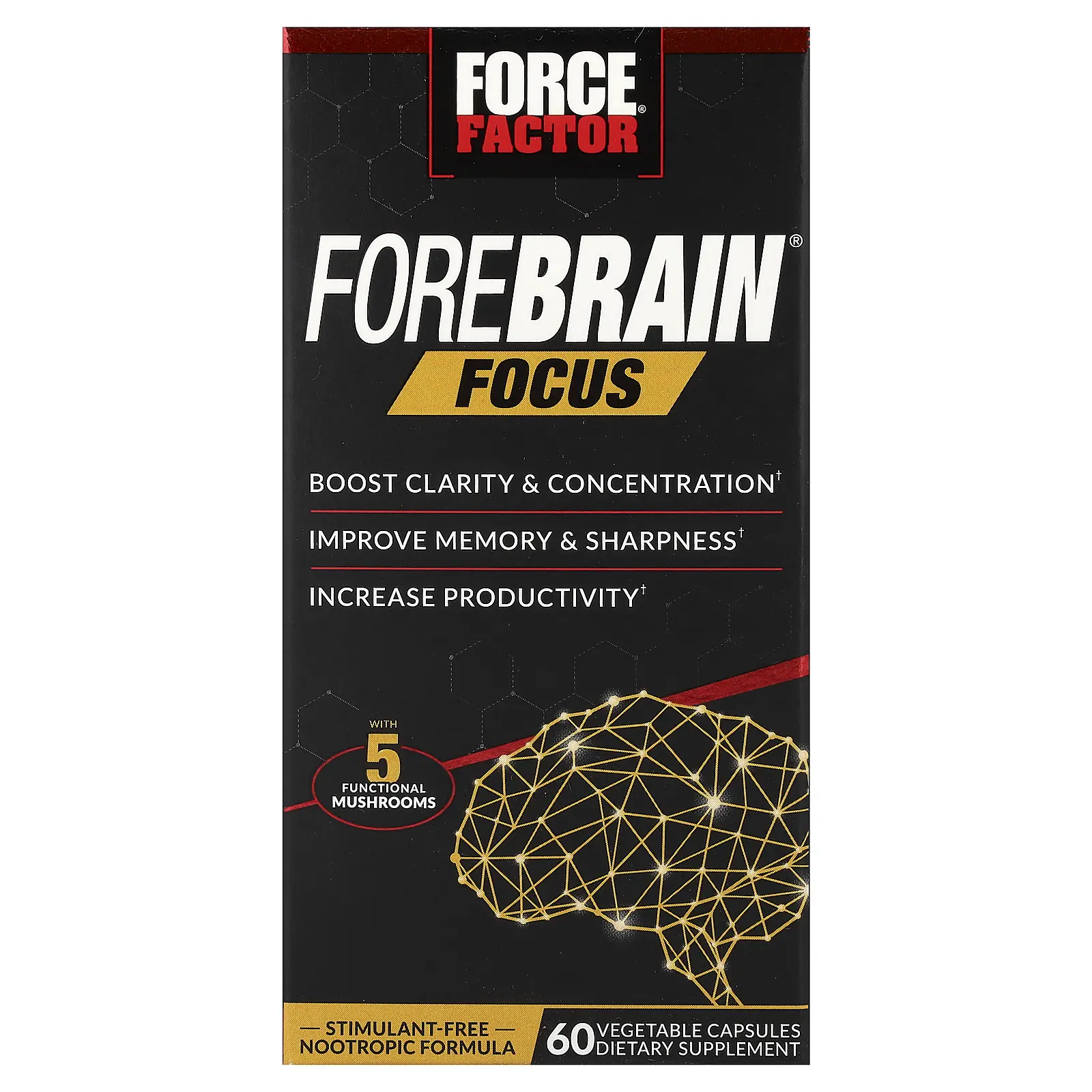 Force Factor Forebrain® Focus, 60 Vegetable Capsules