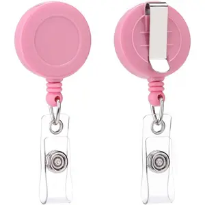 Badge Scroll, Retractable Badge Holder with Belt Clip, Suitable for ID Cards (Pink, 2-Pack), Nurse Badge Reel, Retractable Badge Reels