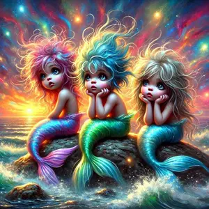 5D DIY Full Drill Round Diamond Painting - Diamond Art Kit Colorful Mermaid Mosaic, Canvas - DIY Decorative Painting, Home Wall Decor, Perfect for Halloween and Christmas, Independence Day, Birthday and Anniversary Gifts